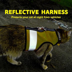 Kitty Holster Reflective Cat Harness – High-Visibility Cat Harness for Travel, Day and Night Walking - Soft Cotton Cat Accessories, Breathable, Secure & Washable, Made in USA - Sunshine Yellow, XL