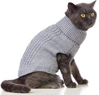 Stretchy Cat Sweater - 17 Colors & 6 Sizes | Snug Winter-Ready Knit for Boy/Girl Cats & Kittens(Grey, Medium)
