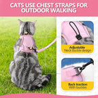 Cat Harness and Leash Set - Escape Proof, Adjustable Breathable Vest Harnesses with Reflective Strips, Easy Control & Secure Walking for Small Medium Large Cats Kitten Collar (Pink, Large)