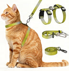 Cat Harness and Leash Set, 3-in-1 Escape Proof Adjustable, Comfortable Soft Lightweight, Safe, Easy to Wear, Walking Travel Kitten Harness for Small Medium Large Cats (Yellow)