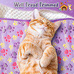 Tatuo 4 Pcs Dog Blanket for Pet Cat Blankets Indoor Puppy Teething Stuff Toys Paw Print Fleece Soft Blanket Sleep Mat for Guinea Pig Cage(Purple,Medium(30 x 20.5 Inch),Square)