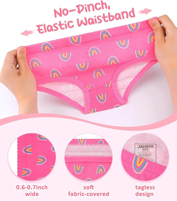 Girls and Toddlers 100% Cotton Underwear Tagless Soft Panties Size 2-3T,4-5T,6,8,10,12 (6-Pack)