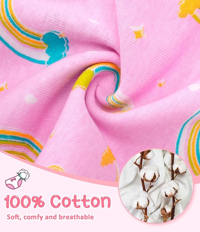 Girls and Toddlers 100% Cotton Underwear Tagless Soft Panties Size 2-3T,4-5T,6,8,10,12 (6-Pack)