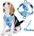 No Pull Dog Harness with Leash Set for Small Sized Dog, Reflective Adjustable No Choke Front Clip Cat Vest Harness with Breathable Mesh, Comfortable Soft Padded Pet Vest, Blue M