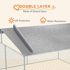 PawHut Outdoor Dog Kennel, Heavy Duty Dog Run Outdoor Fence with Waterproof Cover, Galvanized Chain Link, Secure Lock, for Large Breeds, Chickens, Ducks, 15' x 15' x 7.5'