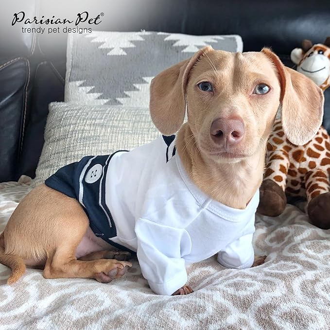 Parisian Pet Sailor Dog Costume - 100% Cotton Dog Clothes for Large Dogs Boys - Lightweight, Breathable Puppy Outfits - Funny French Bulldog Clothes - Cute Navy Pet Shirt - Stretchy T Shirt for Dogs