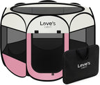 Love's cabin Pet Puppy Dog Playpen, Medium Dog Tent Crates Cage Indoor/Outdoor, Portable Playpen for Cat, Foldable Pop Up Dog Kennel Playpen with Carring Case, Removable Zipper Top, Light Pink