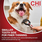 CHI for Dogs 2 in 1 Dematting and Deshedding Rake, Dual Head Dog Grooming Tool with Wide Tooth Dematting Rake and Fine Deshedding Rake, Detangler Comb for Thick Double and Long Dog Coat