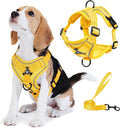 No Pull Dog Harness with Leash Set for Small Sized Dog, Reflective Adjustable No Choke Cat Vest Harness with Breathable Mesh, Comfortable Soft Padded Pet Vest, Yellow L