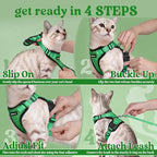 rabbitgoo Cat Harness and Leash for Walking, Escape Proof Soft Adjustable Vest Harnesses for Cats, Easy Control Breathable Reflective Strips Jacket, Grass Green,M