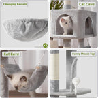Cat Tree for Large Cats, 78.7"(200cm) Tall Cat Tower for Indoor Cats Multiple Cats with Large Top Perch, Cat Condo, Cat Hammcok, Cat Scratching Post, Light Gray GCT031W