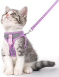 Cat Harness and Leash Set for Walking Escape Proof, Soft Adjustable Kitten Harness Breathable Mesh with Reflective Strips Harness for Kitty Puppy Bunny(Purple,XS)
