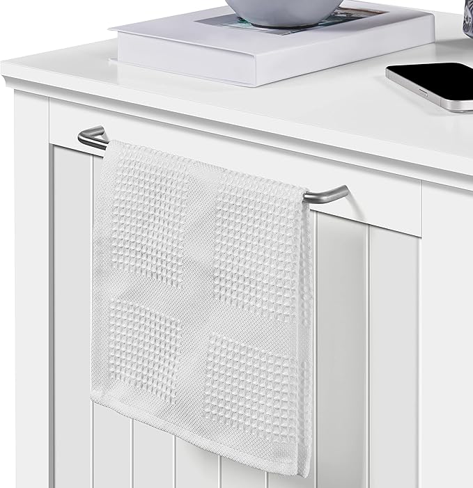Yaheetech Cat Litter Box Enclosure, Litter Box Furniture Hidden with Towel Bar, Wooden Pet Washroom, Dog Proof Cat Litter Box Cabinet, Indoor Cat House, Side End Table, White