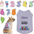Custom Dog Birthday Shirt,Personalized Pet Apparel Print with Name Age Number,Pet Birthday Outfit,Lightweight Breathable Cotton Vest for Small Medium Large Dogs Cat (Grey, 8X-Large)