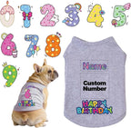 Custom Dog Birthday Shirt,Personalized Pet Apparel Print with Name Age Number,Pet Birthday Outfit,Lightweight Breathable Cotton Vest for Small Medium Large Dogs Cat (Grey, Large)