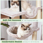 Cat Tree, Cat Tower for Indoor Cats, 43.3 inch Cat Tree Tower with Sturdy Steel Tube, Cat Hammock, Cat Condo for Small Cats and Kittens, Cat Scratching Post, Muchroom GCT004SMU