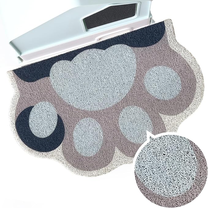 Cute Cat Litter Mat 24”x16”, Litter Box Mat, Litter Trapping Mat, Soft on Kitty Paws, Easy Clean, Anti Slip, Pet Accessories, Door Floor mats - Blue Grey60*40