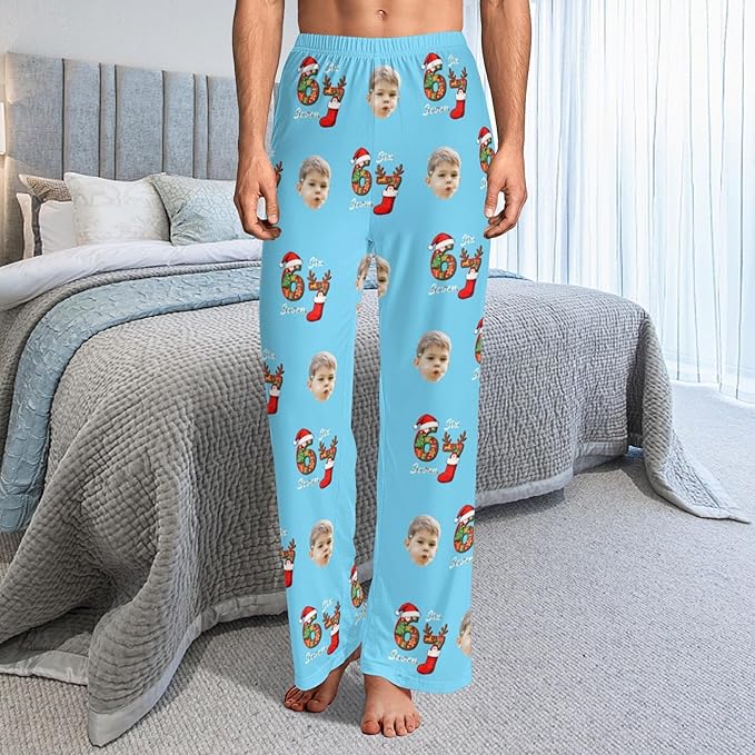 Custom Pajama Pants for Women Men, Personalized 67 Name Photo PJ Family Six Seven Matching Sleep Bottoms Birthday Xmas Gifts