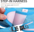 PUPTECK Adjustable Dog Harness Collar and Leash Set Step in No Pull Pet Harness for Small Medium Dogs Puppy and Cats Outdoor Walking Running, Soft Mesh Padded Reflective Vest Harnesses