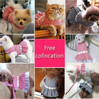 Small Dog Dress with Leash Set Adjustable Dog Harness Dress with D Ring Breathable Walk Doggie Outfits for Puppy Girl and Cat (S,Black)