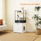 DWANTON Litter Box Enclosure with 2 Storage Shelves and 2 Drawers, 2-in-1 Hidden Cat Litter Box Enclosure Furniture with Shelf, Reversible Entrance, Washable Drawers, 50-Inch, White