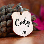 Ultra Joys Cat ID Tag Personalized Pet Tags, Durable Stainless Steel Small Pet Mini Dog Cat Tag Lightweight - Shield Tag in Rose Gold