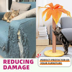 Scratching Post 33 inch Tall for Indoor Cats with Sisal Rope, Scratcher for Cute Kitten, Yellow