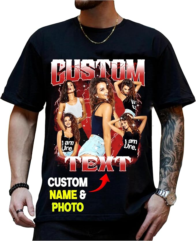 NAZENTI Custom Valentine Shirt Gifts for Boyfriend, Customized Bootleg Rap Tee