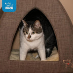 Best Pet Supplies Dog House Bed Crate Mat Tent Indoor Round Soft Plush for Small, Medium, and Large Breeds - Brown Linen, 19 x 19 x H:19"