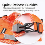 Cat Harness and Leash Escape Proof Large Kitten Harness Ragdoll Cat Vest for Walking Travel, Orange, L