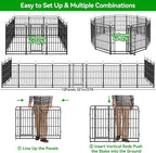 Heavy Duty Dog Playpen: 12 Steel Panels 40" Height, Square Steel Pipe with Reinforced Crossbars, 27FT 57 Sq.ft Portable Fence for Yard RV Camping, Snowy Black