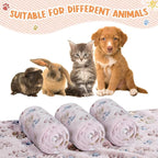 Tatuo 4 Pcs Dog Blanket for Pet Cat Blankets Indoor Puppy Teething Stuff Toys Paw Print Fleece Soft Blanket Sleep Mat for Guinea Pig Cage(Beige,Small(24 x 16 Inch),Square)