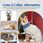 DENTRUN Cat Surgery Recovery Suit Female Male Soft Onesie, Kitten Surgical Collar Cone Alternative Shirt, Abdominal Wounds Anti-Licking Pajama for Small Pets Spay, Cat Body Suit Post Surgery