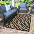 GENIMO Outdoor Rug 3'x5' Waterproof, Reversible Camping Mat, Plastic Straw Rugs for Patio, RV, Camper, Balcony, Backyard, Picnic, Deck (Black & Brown)