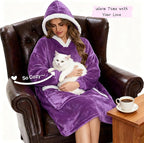 Wearable Blanket Hoodie with Giant Pocket, Soft Warm Sherpa Fleece Oversized Blanket Sweatshirt Gifts for Women Men