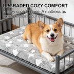 Dog Crate Mat, 4 Piece Reversible Pet Bed, Polyester, Machine Washable, Small Dogs & Cats, Rectangular (Gray Star, 24" L x 18" W x 1.5" Th)