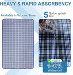 OUTCREATOR® Washable Bed Pads 34" x 54" (Pack of 2) for Incontinence Mattress Protector, Reusable Underpads for Elderly, Adults, Kids, Pets with Anti-Slip Bottom (Light Blue Plaid)
