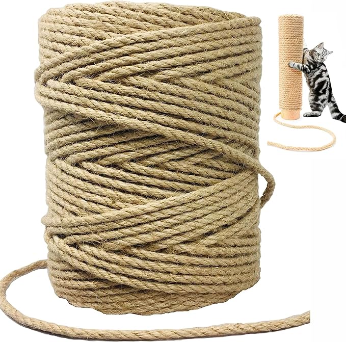 Sisal Rope for Cat Scratcher,Rope for Cat Scratch Post 5mm 164FT Jute Twine for Scratching Post Repairing, Recovering or DIY