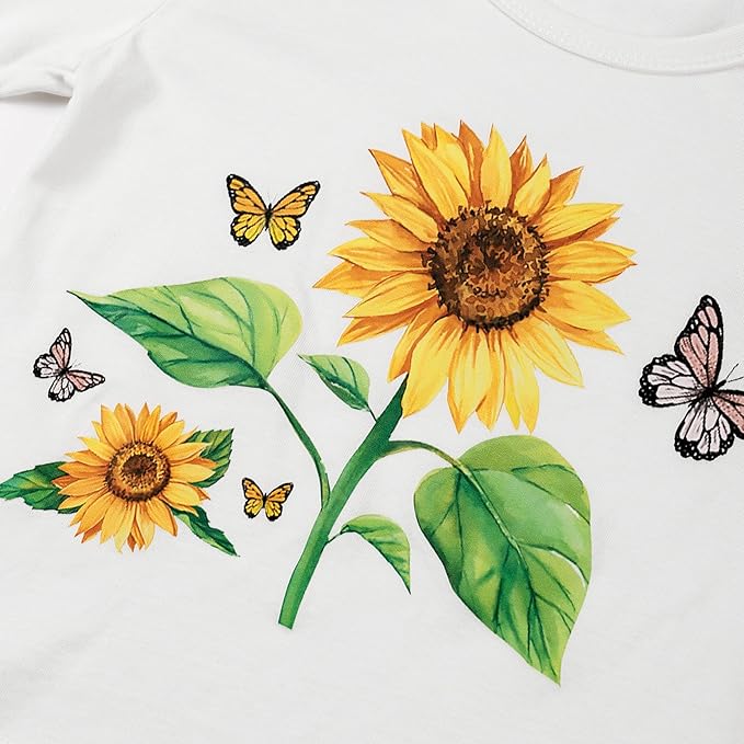 Akyzic Little Girl Skirt Outfit Two Piece Spring Summer Outfit Butterfly Dress Cat Print Skirt Toddler Girl Outfit Set
