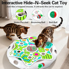 Interactive Cat Toy Playset, Hide and Seek Toy with Motion Activate Cat Ball, 2 Kitten Toys Bell Ball, Exercise Toys for Indoor Bored Adult Cats