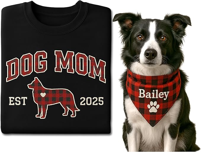 NAZENTI Personalized Dog Mom Sweatshirt, Cat Lovers Gift, Matching Dog and Owner Sweater, Gift Christmas Memorial Birthday