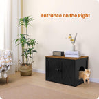 Dwanton Litter Box Enclosure, Cat Litter Box Furniture Hidden, Reversible Entrance Can Be on Left or Right Side, Wooden Cat Washroom Indoor, Black and Warm Brown, 27.6 Inches