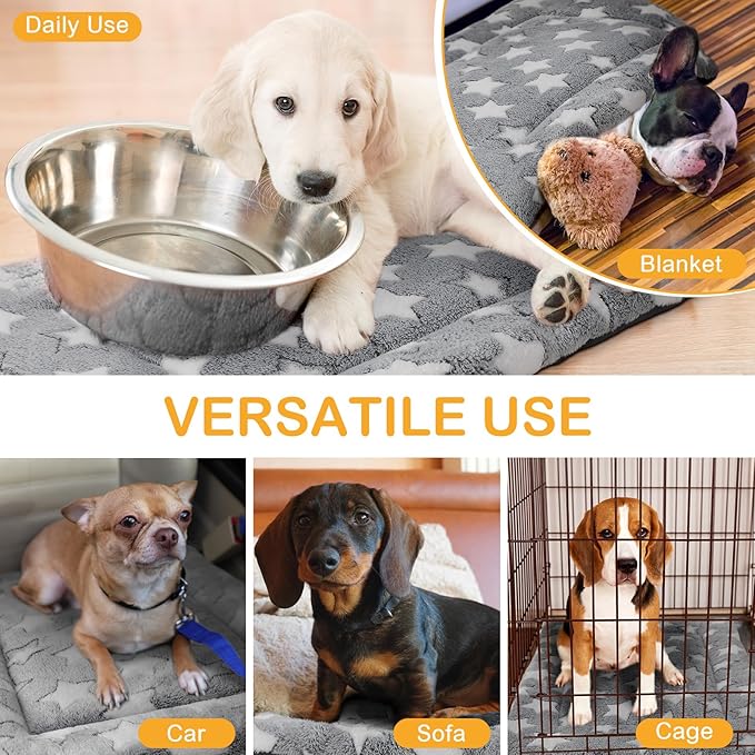 VitalCozy 4 Pcs Dog Crate Pads, Ultra Soft Warm Washable Anti-Slip Kennel Bed Mat for Pets, Reversible, Replaceable, Cozy Cage Liner for Small Medium Large Dogs and Cats(24 x 36 x 1.6 Inch,Gray)
