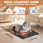 Sisal Cat Scratcher Mat, Cat Wall Scratcher for Indoor Cats, 23.6x15.7 Inch Cat Scratch Pad with Hook & Loop, Wall Mounted Cat Scratching Post to Protect Couch and Carpet（Mona Lisa）