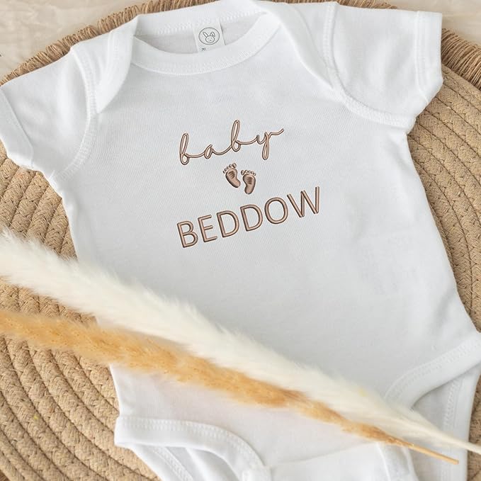 COUPLEHOODIES Personalized Baby Onesie Bodysuit – Custom Embroidery Gift for Pregnancy Reveal Baby Shower or First Grandchild