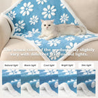 Waterproof Blanket for Dog Puppy Cat, Cute 3D Textured Flower Dog Blanket for Bed Couch Sofa, Soft Liquid Pee Proof Furniture Protector, 30"x40", Blue