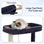 Cat Tree for Indoor Cats Large Adult, 70.5'' Cat Tower with Scratching Post, Sturdy Steel Pube Cat Tree Tower with Large Playing Platfrom, Hammock and Basket, Top Perch, Drak Gray GCT024G