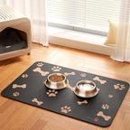 Cat Dog Food Mat, Rapid Water Absorption Dog Mat for Food and Water,100% Waterproof Cat Dog Bowl Mat,16"x24"-Black