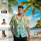 Custom Hawaiian Shirt with Face for Men, Unisex Tropical Beach Shirts Personalized Casual Funny Hawaii Button Down Shirts