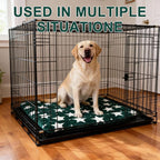 Dog Bed Mat – Soft & Comfortable Dog Kennel Pad for Crate – Durable Crate Bed & Mat for Dogs & Cats – Ideal for Crate, Kennel, and Home Use (Big&Little Stars Green, L(35"*23"*1.5"))